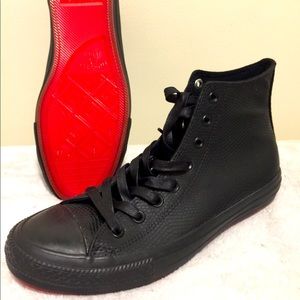 New Men’s 9.5 Converse All Stars Black Red Bottoms